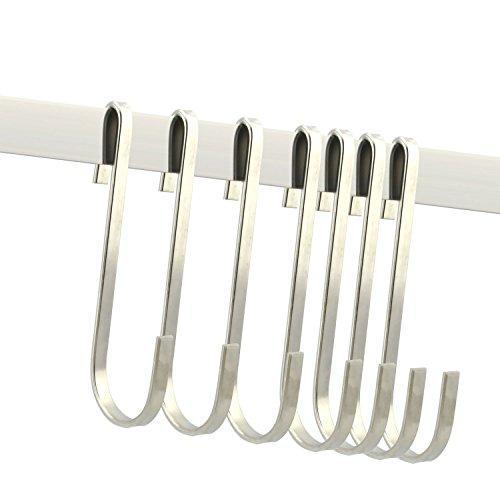 Results ruiling flat style premium stainless steel s hook cookware universal pot rack hooks sturdy hanging hooks multiple uses for kitchenware pots utensils plants towels set of 10