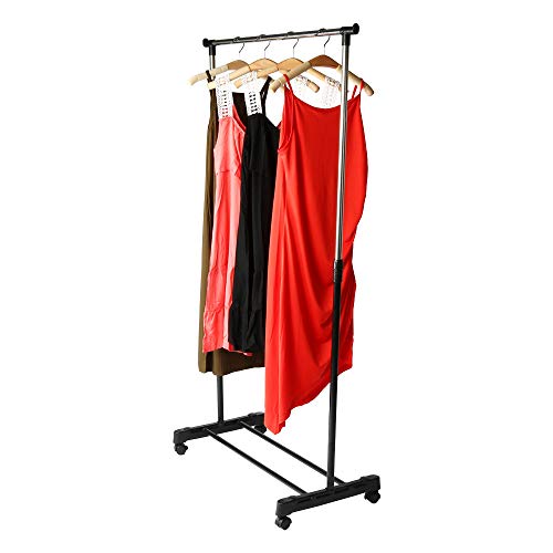 Hmlai Extendable Garment Rack Stainless Steel Chrome Clothes Organizer with Wheels