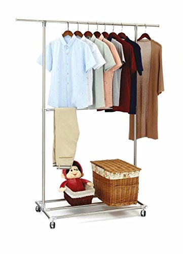 SUNPACE Heavy Duty Garment Rack Rolling SUN003 Commercial Grade Pipe Clothing Garment Rack Store