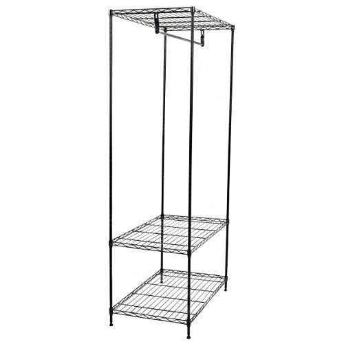 mybesty 3-Tier Clothing Garment Rack Hanger Shelving Wire Shelf Dress Portable Wardrobe