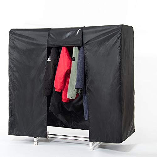 QEES Garment Rack Cover, 59" Large Rolling Rack Cover Only, Heavy Duty Dustproof Waterproof Z Rack Cover with 2 Full Strong Zipper, Black Wardrobe Clothing Rack Cover for Dance Costumes, Dress, Suits