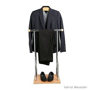 Mind Reader Steel, Bamboo, Wood Valet Suit Rack Stand, Brown