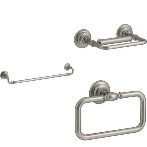 Amazon best kohler artifacts 3 piece bath accessory set with 24 in towel bar brushed nickel