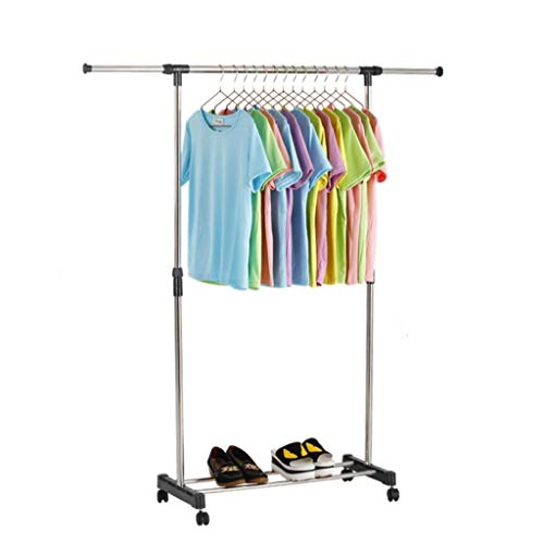 LE Clothes Stand,Stainless Steel Single Rod Clothes Hanger Telescopic Folding Indoor Clothes Rail A