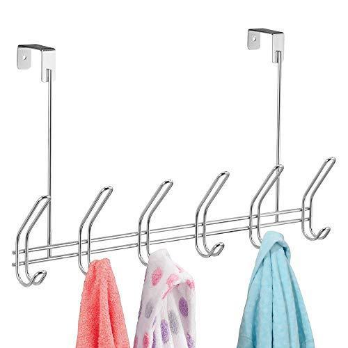 Amazon best interdesign classico over door organizer hooks 6 hook storage rack for coats hats robes or towels chrome