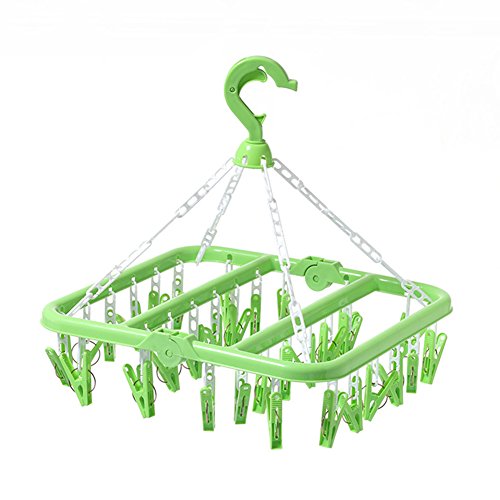Bigmai Hanging Drying Rack-32 Clips Portable Fold Plastic Clothes Hanger Drying Rack For travel