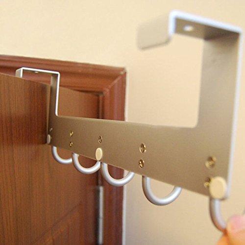 Heavy duty door hooks hanger rack anjuer aluminum utility organizer towel hooks holder for kithchen bathroom 5 hooks over the door hanger silver