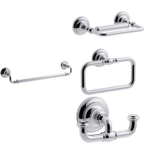 Results kohler artifacts 4 piece bath accessory set with 18 in towel bar polished chrome