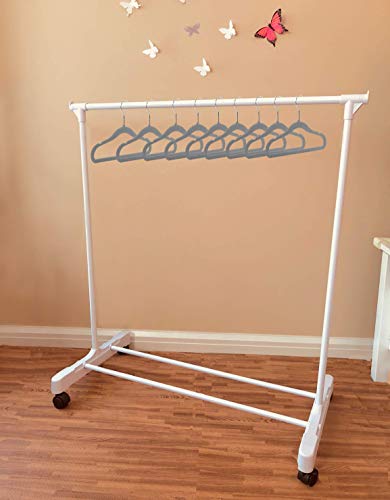 Boottique Child Garment Rack- Kids Closet Organizer- with 10 Children's Velvet Hangers (Rack with 10 Gray Hangers)