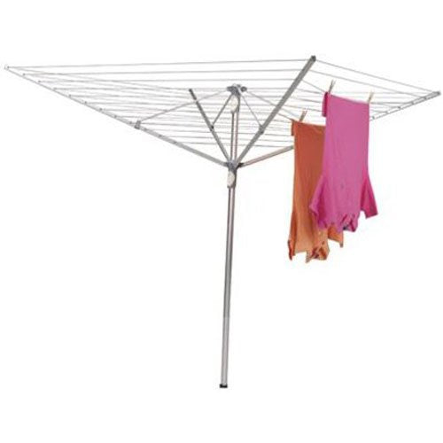 Household Essentials 1710 Height Adjustable Outdoor Umbrella Drying Rack | Aluminum | 12-Lines with 165 ft. Clothesline