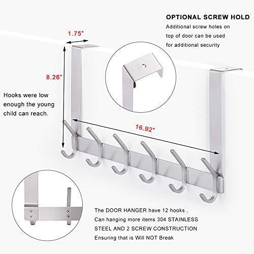 Discover the yumore door hanger stainless steel heavy duty over the door hook for coats robes hats clothes towels hanging towel rack organizer easy install space saving bathroom hooks