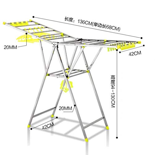 LE Wing Shape Stainless Steel Drying Rack, Balcony Hanger Floor Folding Simple Mobile Stainless Steel Room Drying Rack Quilt Frame A