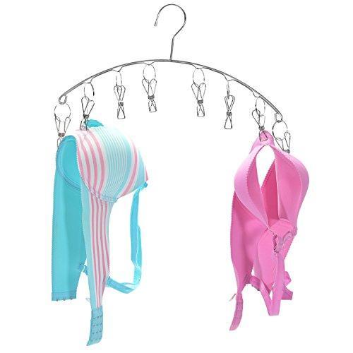 Shop for set of 2 stainless steel laundry drying rack clothes hanger with 8 clips for drying socks baby clothes cloth diapers bras towel underwear hat scarf pants gloves