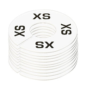 DBM IMPORTS 10 PC Clothing Rack Sizes XS X-Small Marks Dividers Ring Hangers White Plastic Round Retail Store