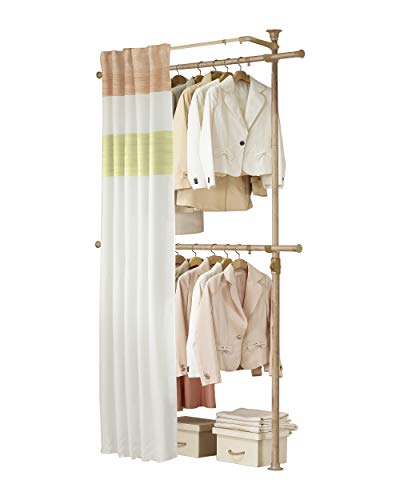PRINCE HANGER | Premium Wood Colored 2 Tier Hanger with Curtain | Clothing Rack | Closet Organizer | PHUS-0063