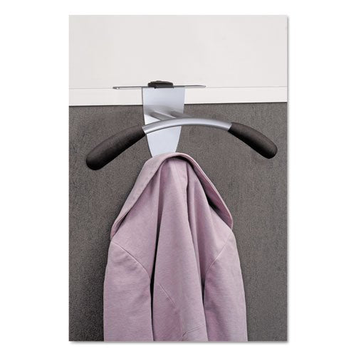 Jofeili Alba PMMOUSPART Hanger Shaped Partition Coat Hook, Silver/Black, 15 x 4 1/2 x 7 7/8
