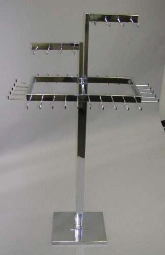 NEW Belt or tie 3 level adjustable rack 1" X 2" upright weighted base CHROME