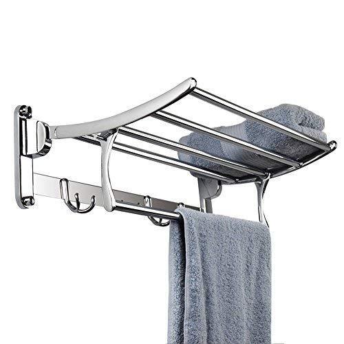 Discover the best ykdm cys bathroom towel rack wall mounted stainless steel towel shelf towel holder hotel rail shelf storage holder size 50 25 10 cm