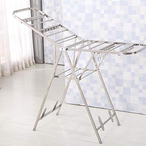 LE Wing Shape Drying Rack,Floor Stand Folding Stainless Steel Balcony Drying Rack Indoor Hanger Easy Diaper Rack A