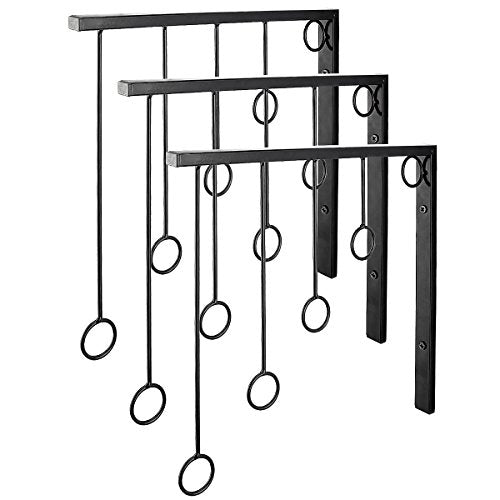 Kernorv Wall Clothing Rack, Wall Garment Racks 5 Rings Hanging Clothing Garment Rack (Set of 3, Black)