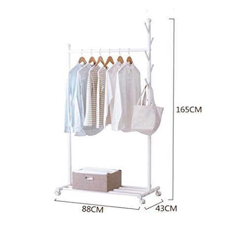 DYFYMX Drying Rack & Caster Metal, Clothing/Hats / Shoes Racks Garment Racks Multi-Function Racks Single Rod Type (White / 88 43 H165cm) Free-Standing Coat and hat Rack