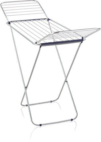 Leifheit Siena 180 Lightweight Winged Clothes Drying Rack, Blue and Silver