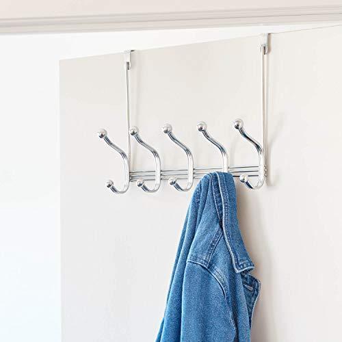 Select nice arkbuzz over door storage rack organizer hooks for coats hats robes clothes or towels 5 dual hooks chrome