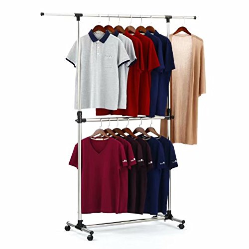 SUNPACE Garment Rack Rolling Metal Free Standing Clothes Rack Stand Portable Hanging for Clothes,Jacket,Shirt,Long Dress