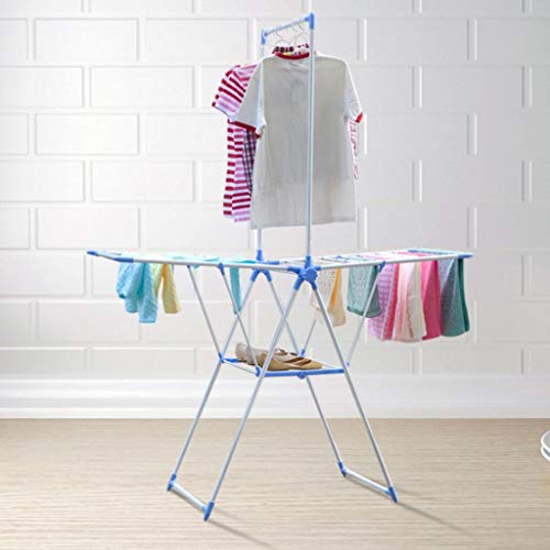 LE Floor Folding Drying Racks, Airfoil Balcony Drying Rack Indoor Hanger Towel Rack Diaper Rack A