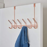 Heavy duty interdesign classico over door storage rack organizer hooks for coats hats robes clothes or towels 6 dual hooks copper