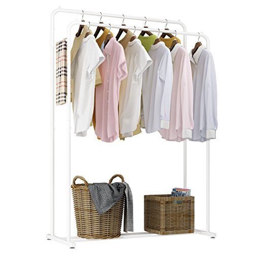 Rackaphile Clothes Rack, Clothes Organizer, Adjustable Double Rails Heavy Duty Garment Rack for Balcony and Bedroom (White)