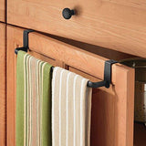Home mdesign kitchen storage over cabinet curved steel towel bar hang on inside or outside of doors for organizing and hanging hand dish and tea towels 14 wide pack of 2 matte black finish