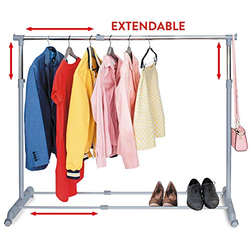 Tatkraft Party Telescopic Clothes Rail Extendable Rack Chrome Plated Steel 37-59", 17", 38-64