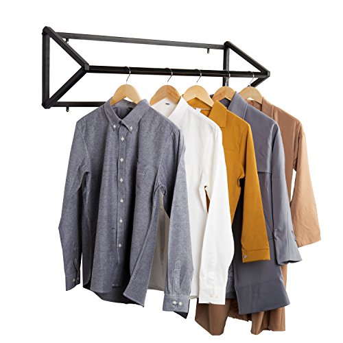 Modern Black Metal Wall-Mounted Retail Boutique Garment Clothing Rod Rack