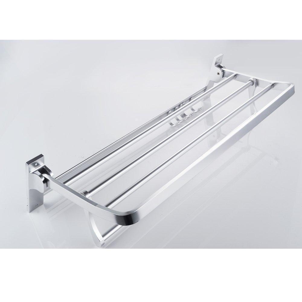 Buy now kes a4015 bathroom aluminum foldable towel rack shelf with coat and robe hooks wall mount aluminum