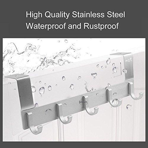 Order now over the door hook racks rongyuxuan pack 2 heavy duty storage hooks for coat towel bag robe 5 hooks aluminum brush finish