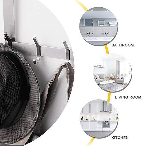 Discover yumore door hanger stainless steel heavy duty over the door hook for coats robes hats clothes towels hanging towel rack organizer easy install space saving bathroom hooks