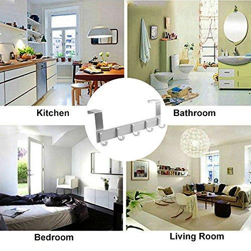 Organize with over the door hook racks rongyuxuan pack 2 heavy duty storage hooks for coat towel bag robe 5 hooks aluminum brush finish