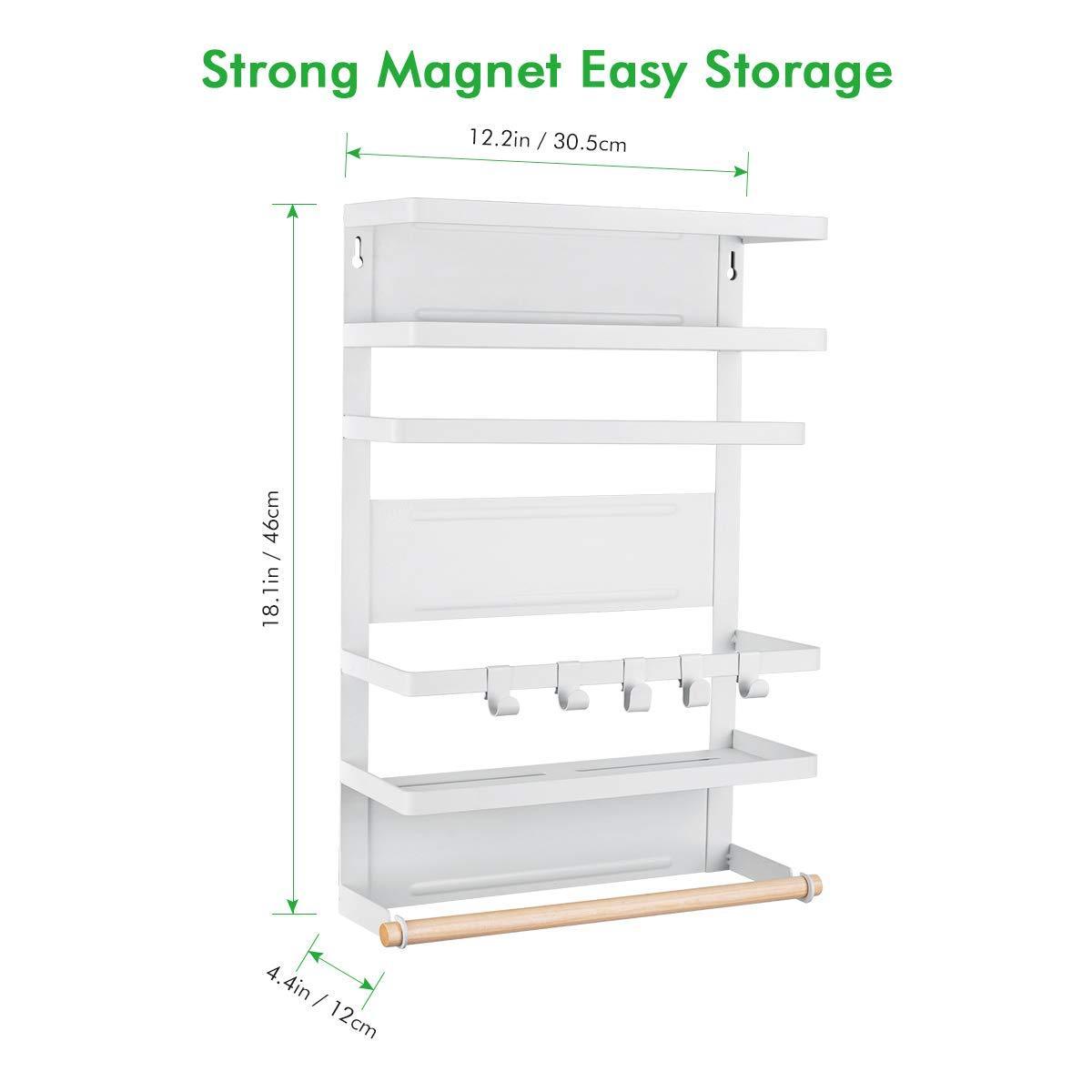 The best refrigerator organizer rack magnetic kitchen magnetic holder with hook strong power magnet for paper towel holder rustproof spice jars rack refrigerator shelf storage hanger oganizer tool 19 x13x5 3in