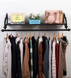 Yxsd Coat Racks Clothing Store Clothing Display Stand Retro Iron Wall-Mounted Side-Mounted Hanging Racks Shelves Racks,Black (Size : 100cm)