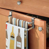 Storage binovery metal modern kitchen over cabinet double towel bar rack hang on inside or outside of doors storage and organization for hand dish tea towels 9 75 wide 2 pack silver