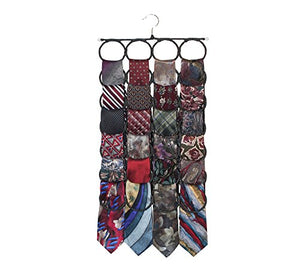 Marcus Mayfield Tie Rack, Closet Organizer, Holds Over 2 Dozen Ties and Scarves (1-Black)