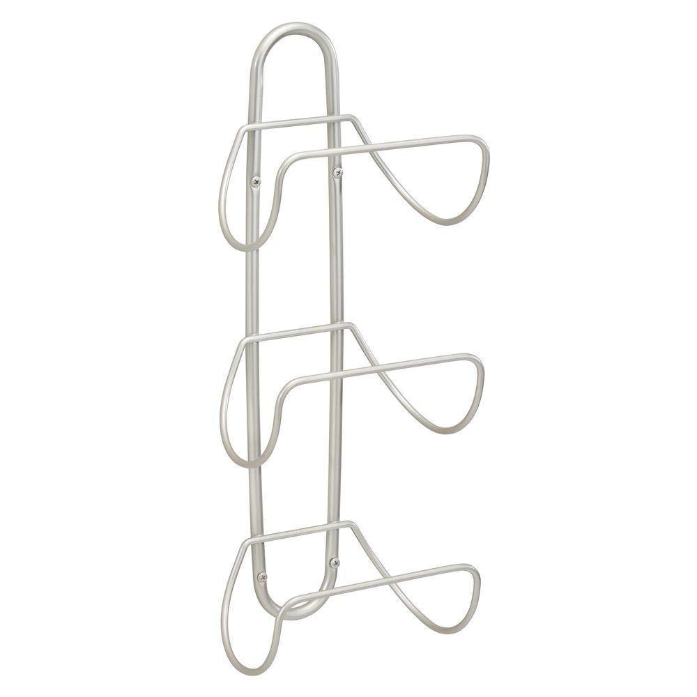 Organize with mdesign modern decorative metal 3 level wall mount towel rack holder and organizer for storage of bathroom towels washcloths hand towels 2 pack satin