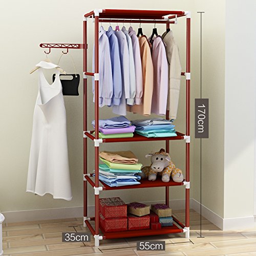 lililili Clothing garment rack coat organizer storage shelving unit entryway storage shelf with 3-tier metal Floor-standing Shelf-C 22”Wx14”Dx67”H