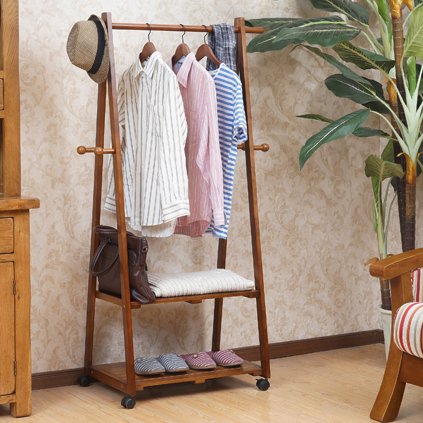 MIRUKU Multipurpose Wooden Coat and Shoe Rack, Garment Rack Waterproof Simple Assemble Coat Racks Hat Bag Rack Floor Standing Coat Rack Storage Bedroom Living Office Cloakroom-A L65.5cmxW47cmxH156cm