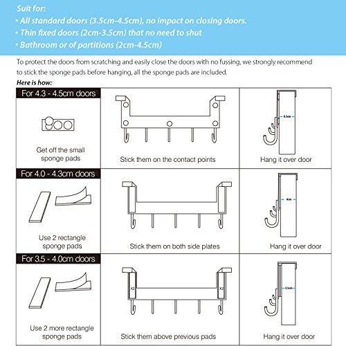 Related acmetop over the door hook hanger heavy duty organizer for coat towel bag robe 5 hooks aluminum brush finish silver