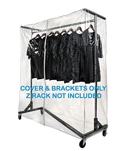 Only Hangers Heavy Gauge Clear Z Rack Cover with Zipper Plus a Pair of Round Tubing Cover Support Brackets - Combo Kit fits all 5' Wide Z Racks (Note: Z Racks Sold Separately) …