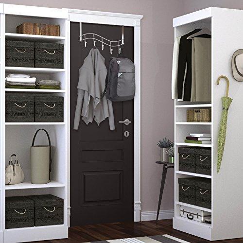 Save over the door rack with hooks 5 hangers for towels coats clothes robes ties hats bathroom closet extra long heavy duty chrome space saver mudroom organizer by kyle matthews designs