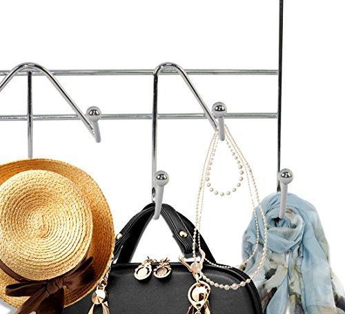 Storage organizer esylife hooks over the door hook organizer rack hanging towel rack over door 9 hooks chrome finish