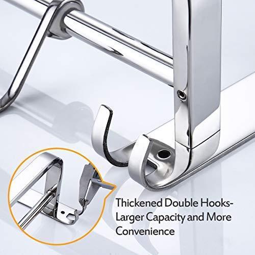 Results 304 stainless steel towel racks for bathroom with double towel bars 24 inch wall mount bath rack rustproof double layers foldable rail shelves bar with hooks